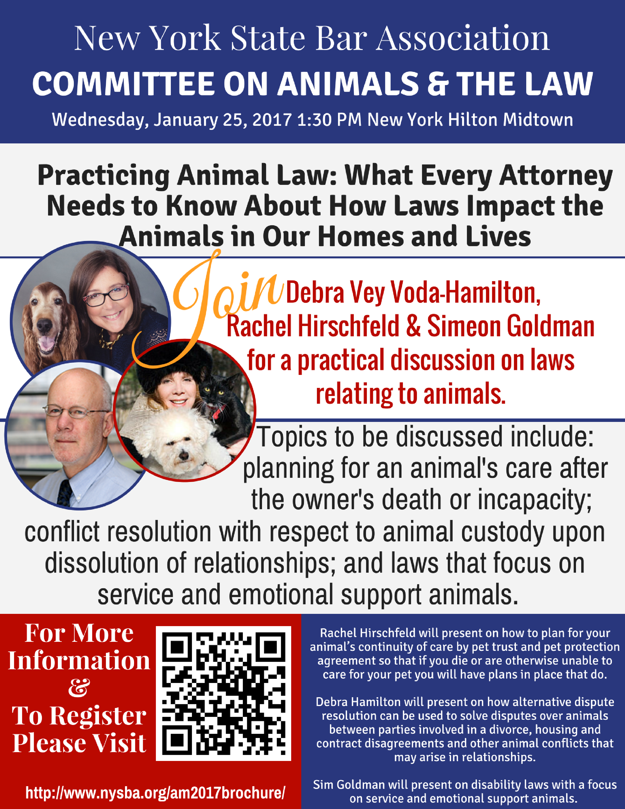 Practicing Animal Law: What Every Attorney Needs to Know About How Laws Impact the Animals in Our Homes and Lives, NYSBA, NYSBA 2017, Debra Vey Voda-Hamilton, Rachel Hirschfeld, Sim Goldman. Animal Law, Animal Custody, Animal Mediation, 
